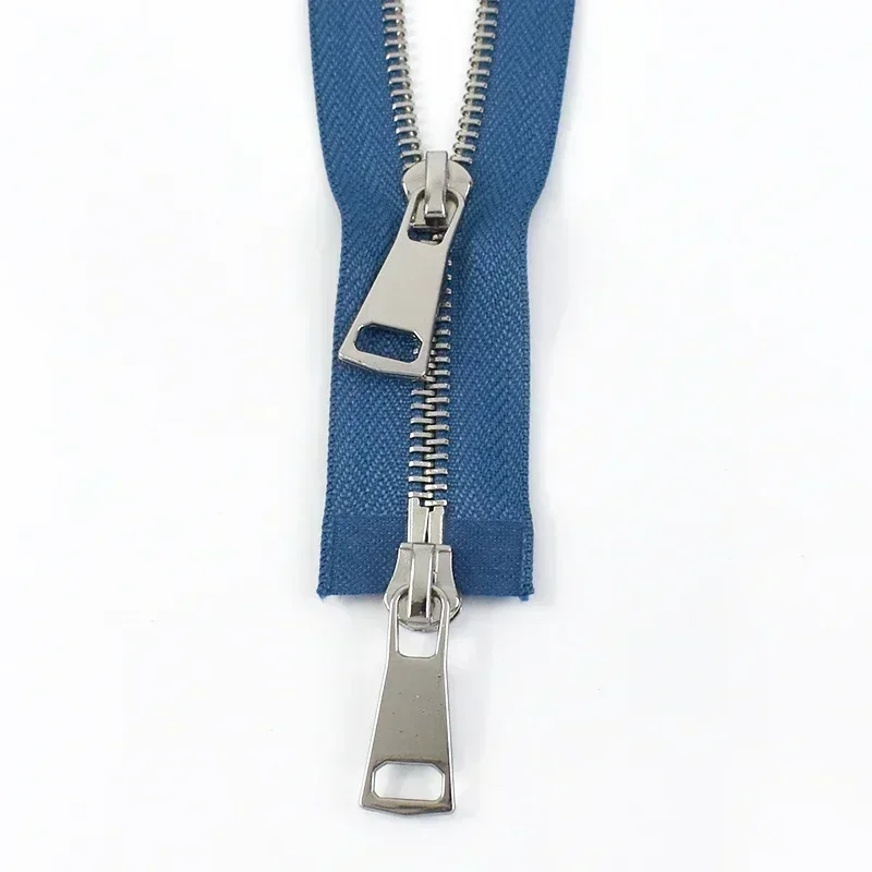 Premium Metal Double-Slider Open-End Zippers for Jackets - Auto Lock Closure, Multiple Lengths Available