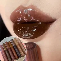 Chocolate Lip Gloss Long Lasting Moisturizes Dark Brown Lip Glaze Transparent Glass Mirror Water Liquid Lipstick Clear Makeup 1