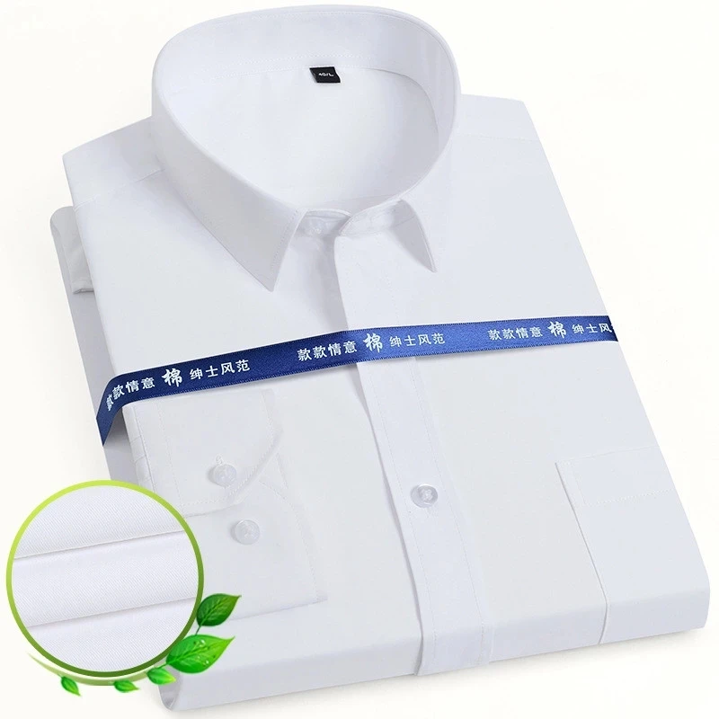 Plus Size S To 8XL Men's Formal Dress Shirt Long Sleeve Cotton Slim Fit Designer Business Striped Male Social White Shirts Blous