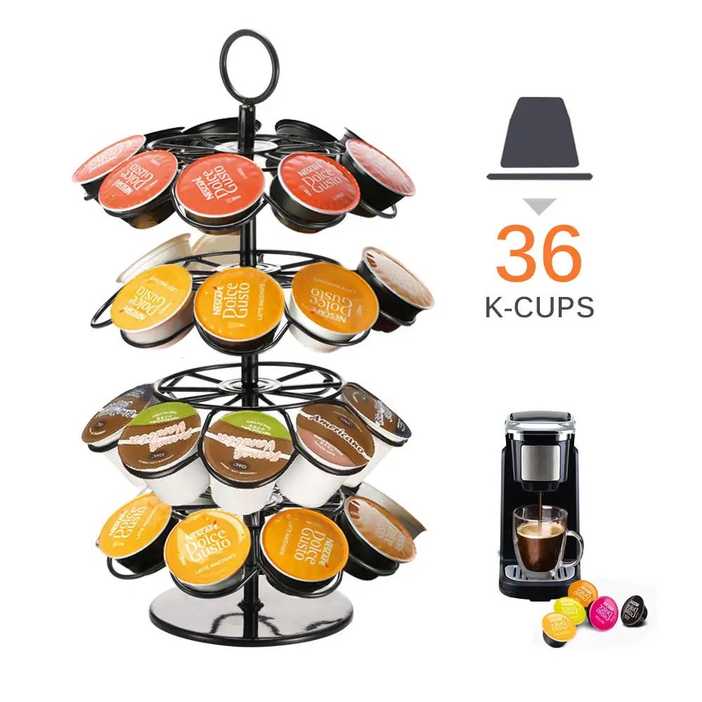Coffee Capsule Organizer Holders Metal Storage 36 Coffee Pod Holder Storage Rotating Pod Cup
