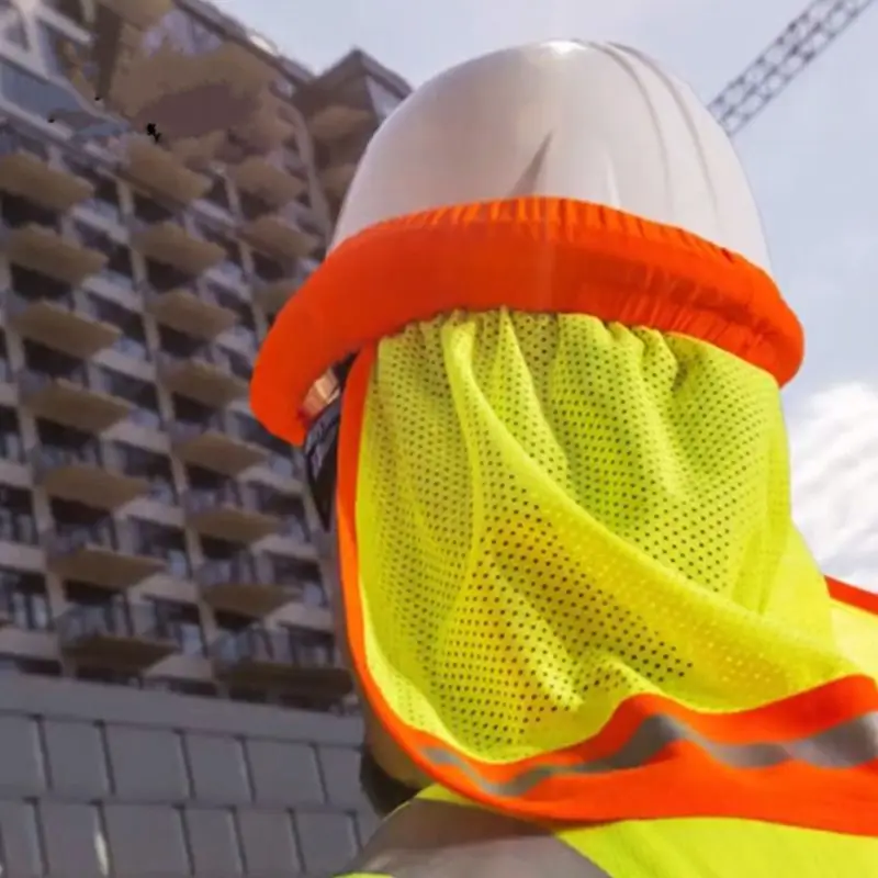 Sun hat sun protection hat Safety hard hat helmet neck cover sun protector reflective stripe neon high visibility elastic breathable mesh shield