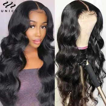 UNice Hair Bye Bye Knots Body Wave 7X5 Glueless Wigs Pre Cut Pre Bleached Lace Front Human Hair Wig 150% Density 1