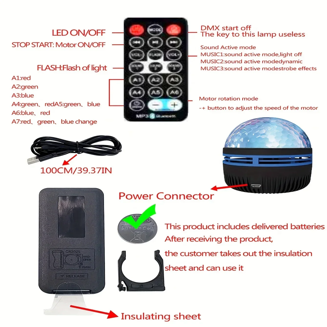 Star light projector magical USB LED night lights room decoration Christmas remote control 7-color pattern