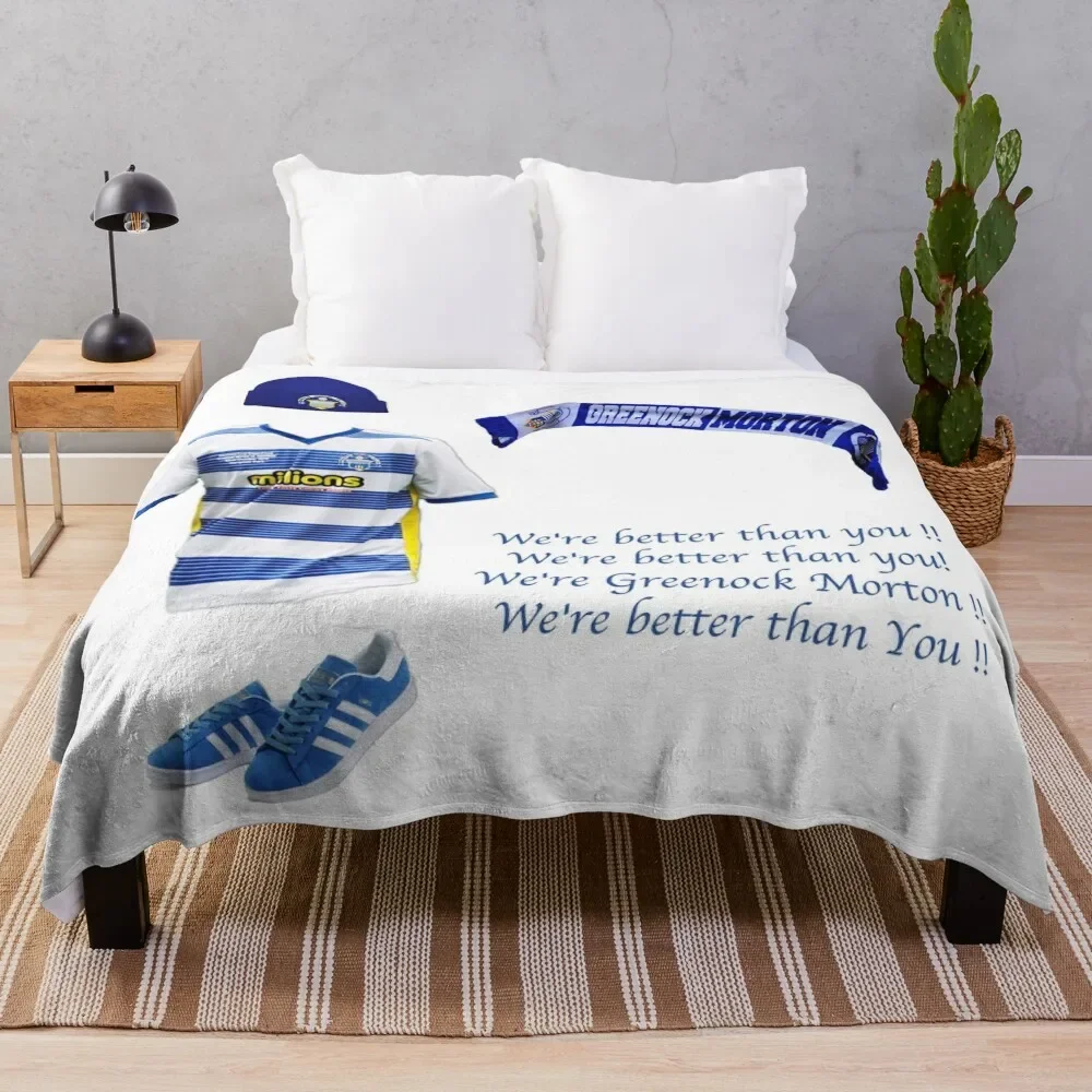 Greenock Morton fc Throw Blanket For Decorative Sofa Fluffy Shaggy Travel Blankets