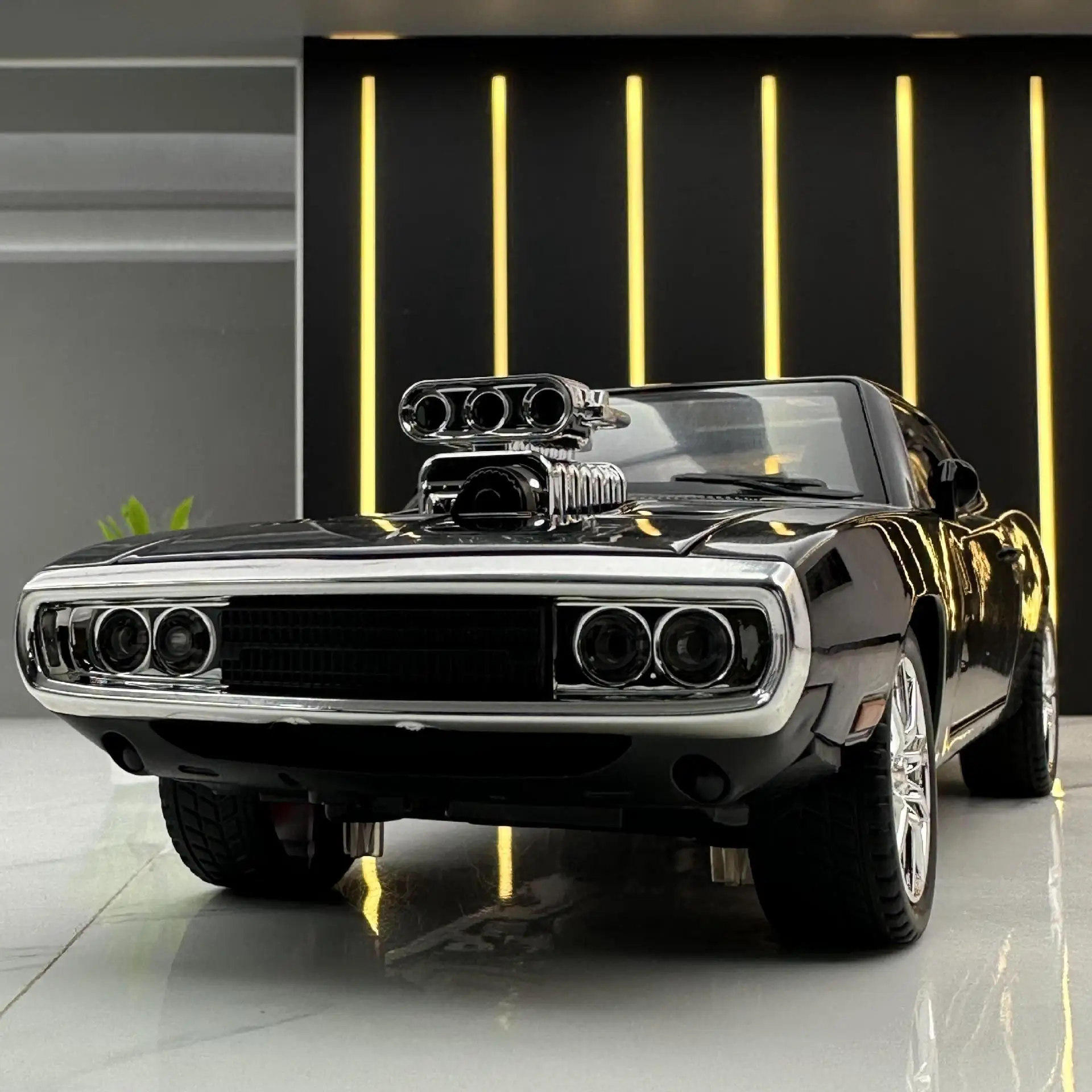 1/24 1970 Dodge War Horse Car Model Sports Car Toy Alloy Model With Sound And Light Decoration Collection Toy for Kids Gift