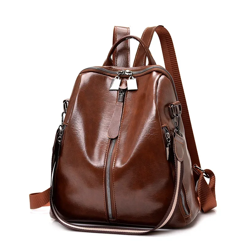 

2021 Fashion High Quality Women's Leather Backpack Ladies Double Shoulder Bag Large Capacity Backpacks for School Teenage Girls