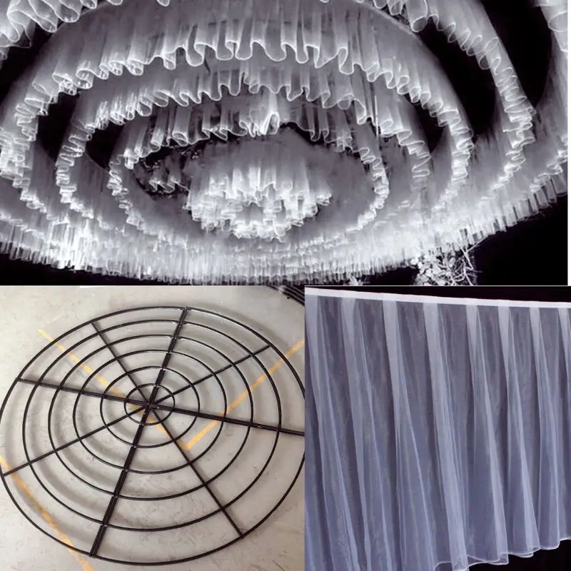 

Fashion Indoor Gauze Fabric Decoration Frame Wedding Ceiling Drapes Shelf Crystal Arch Circle Hanging Rack Stage Birthday Party