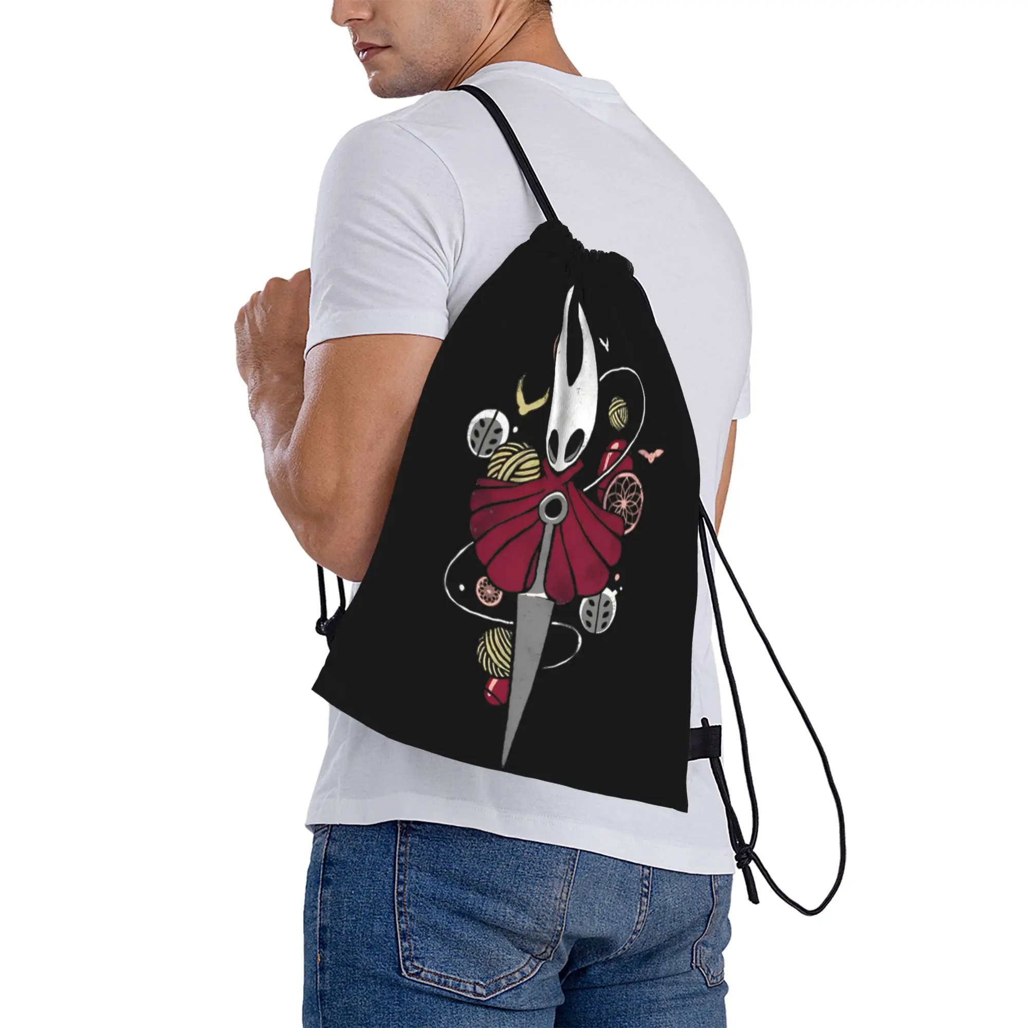 Pretty Art All Knight The Hollow Knight Adventure Game Drawstring Backpack 스포츠 체육관 가방팩 방수 스트링 백