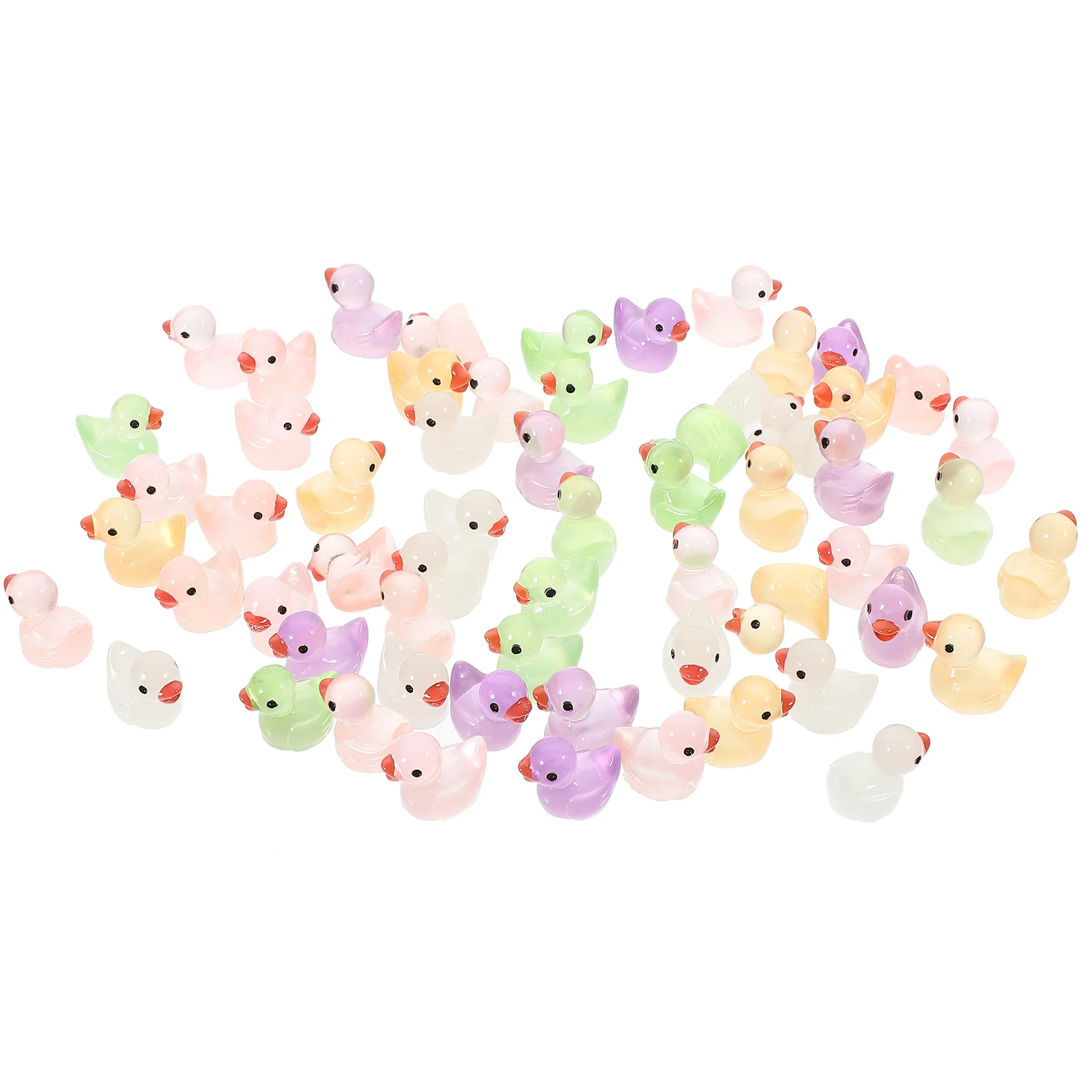

60 Pcs Colorful Luminous Duck Pendant Mini Pots for Plants Ducks Puppet Garden Figure Decor Resin Lovely Cartoon