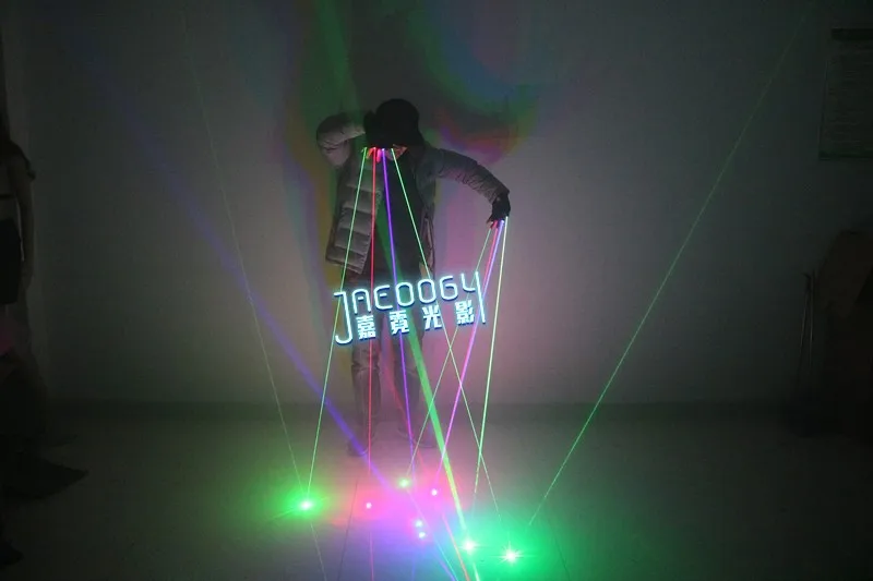 New Stage DJ Party Dancing 2 in 1 Multi-line RGB Laser Gloves With2 Green 1 Red 1 Blue For LED Luminous Costumes Show