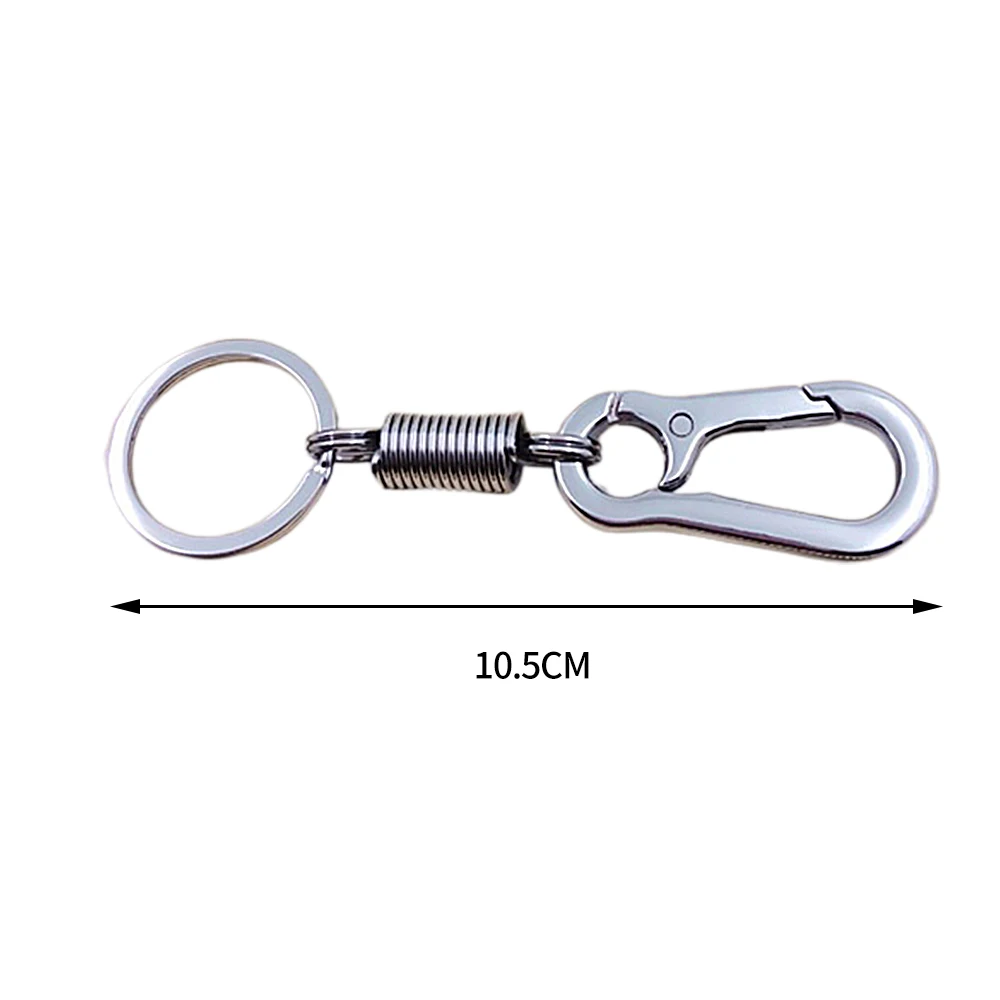 Stainless Steel Spring Buckle Carabiner Retractable Keychain Waist Belt Clip