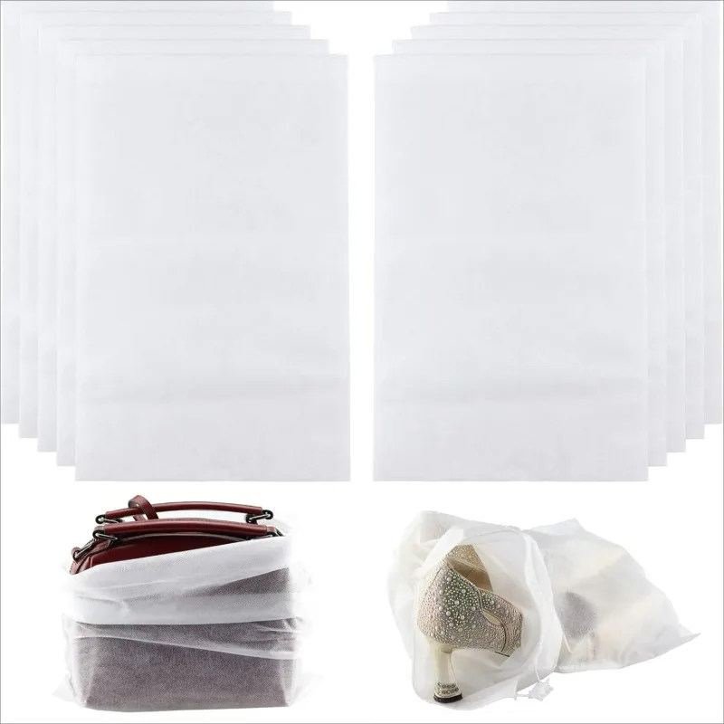 Semitransparent Shoe Storage Bag Travel Shoe Protector Non Woven Fabric High Heels Storage Pouch Lightweight Drawstring Bags