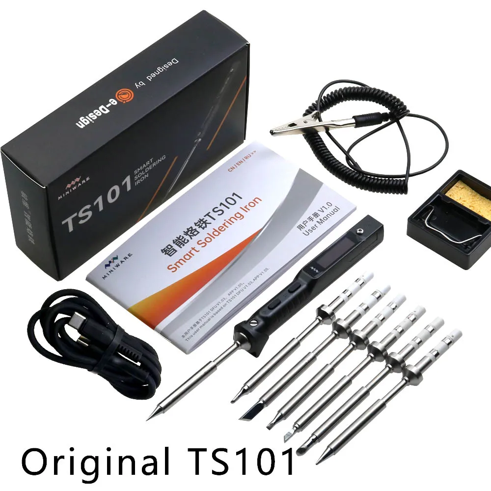 

Miniware TS101 Soldering Iron Electric 65W Temperature Programmed LCD New Upgraded TS100 With Soldering Tip Set