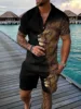 Summer Men's Sports Patchwork Pattern Short Sleeve Stylish Zipper Polo Shirt And Shorts Set Men's Casual Streetwear 2-pie 5