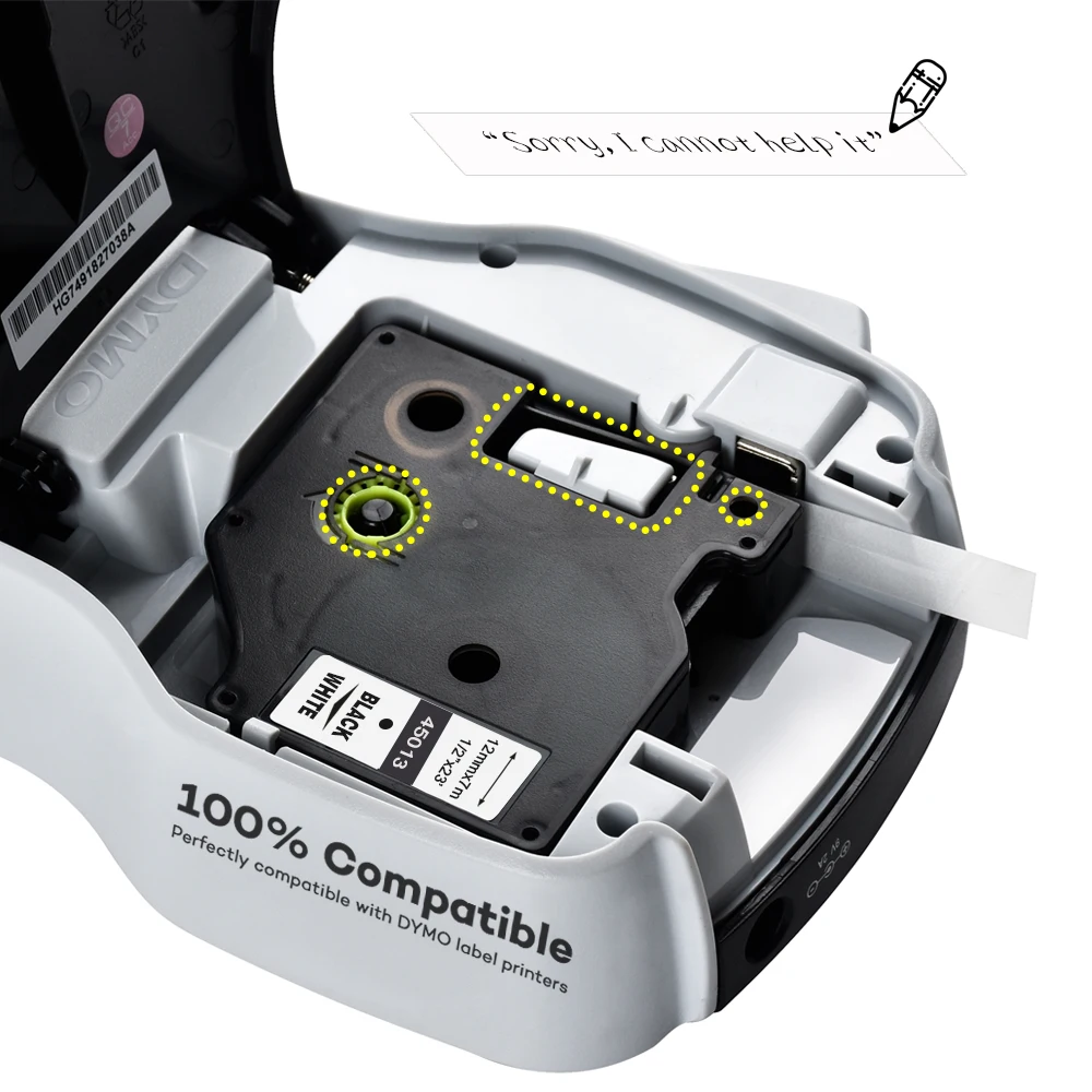 Dymo D1 45013 45010 45018 40913 43613 라벨 테이프 45022 45023, Dymo 라벨 매니저 160 280 라벨 메이커용 라벨 호환, 6mm, 9mm, 12mm