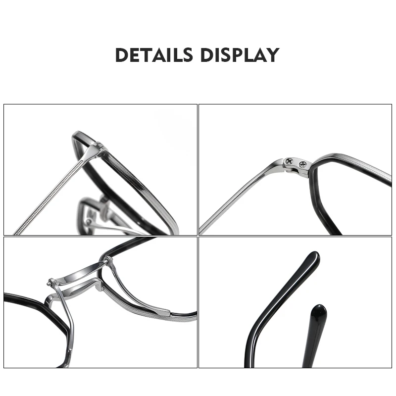 Muzz Women's Full Rim Polygon Square Titanium Eyeglasses 3