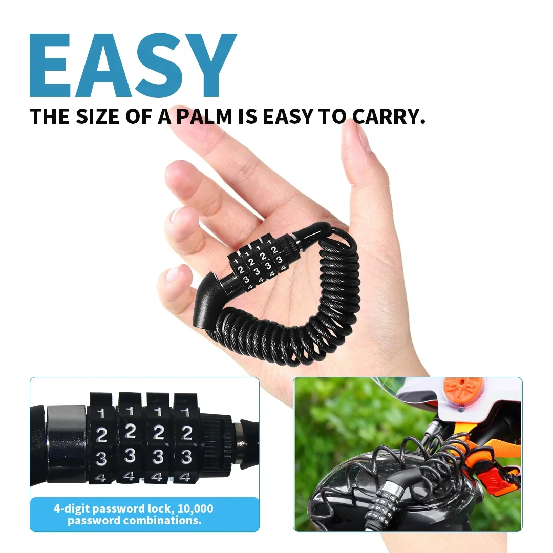 

Bicycle Mini Password Lock Portable Helmet Lock Durable Steel Wire Mountain Bike Frame Lock Bicycle Accessories