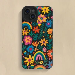 Vibrant Rainbow Floral Silicone Phone Case - S23 (Black - YYDSM555)
