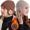 Men Women Winter Warm Plush Knitted Snow Fashion Hat Unisex New Outdoor Coldproof Ear Protection Wool Caps Snowflake logo 1