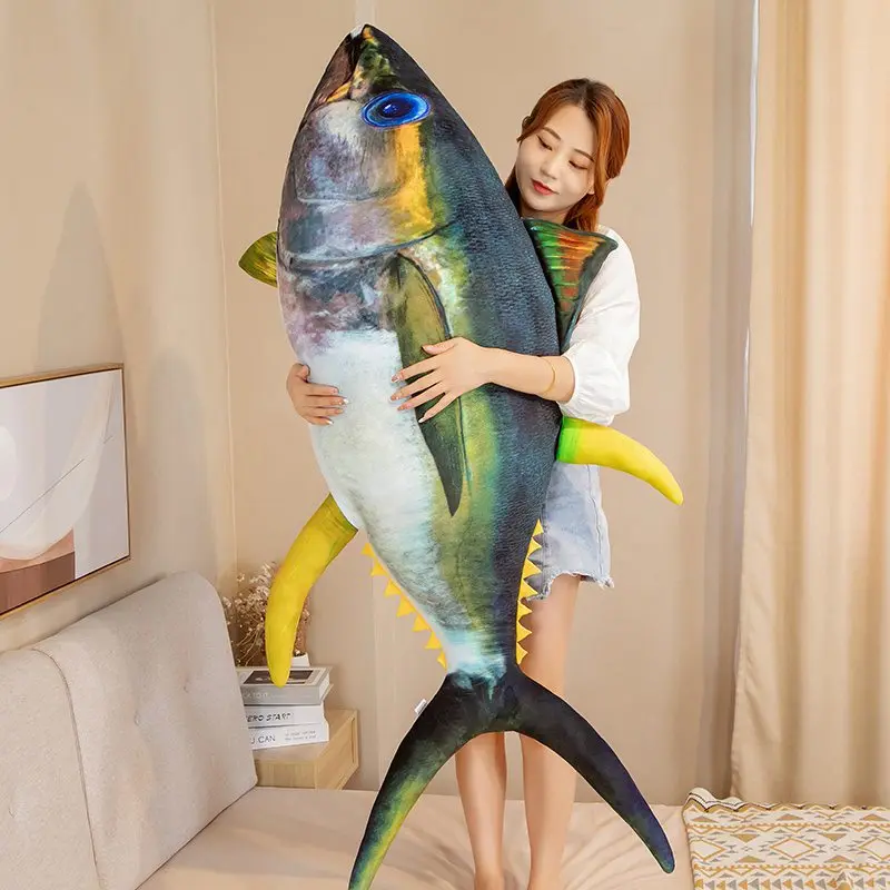 

New 60-125CM Simulation Tuna Fish Plush Toy Stuffed Sea Animal Fish Pillow Creative Sofa Pillow Cushion Kids Gift Home Decor