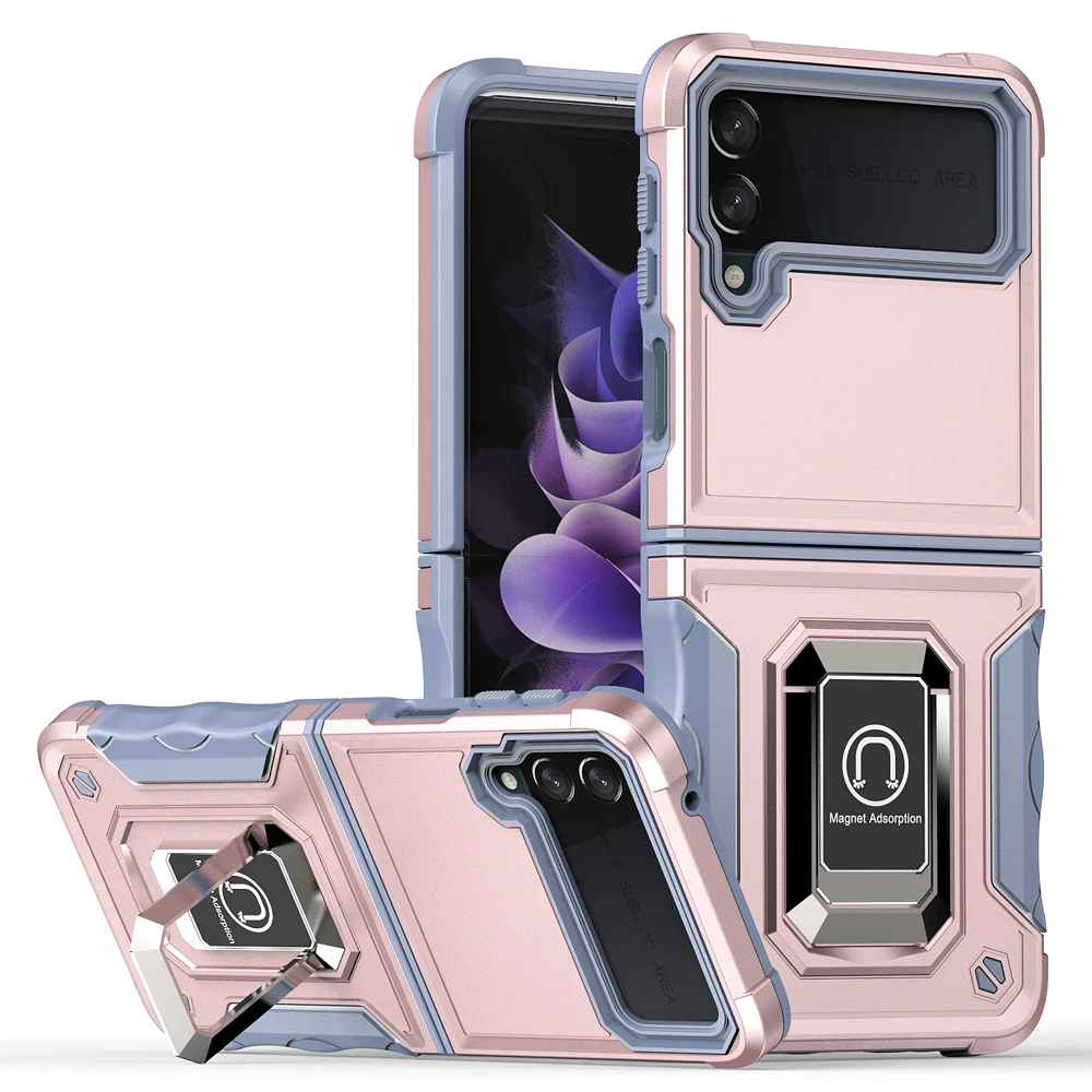 Shockproof TPU Bumper Cover Ring Stand Coque for Samsung Galaxy Z Flip3 Zflip Flip 3 Zflip3 5G 6.7 Case Fundas Protective Shell galaxy z flip3 5g case