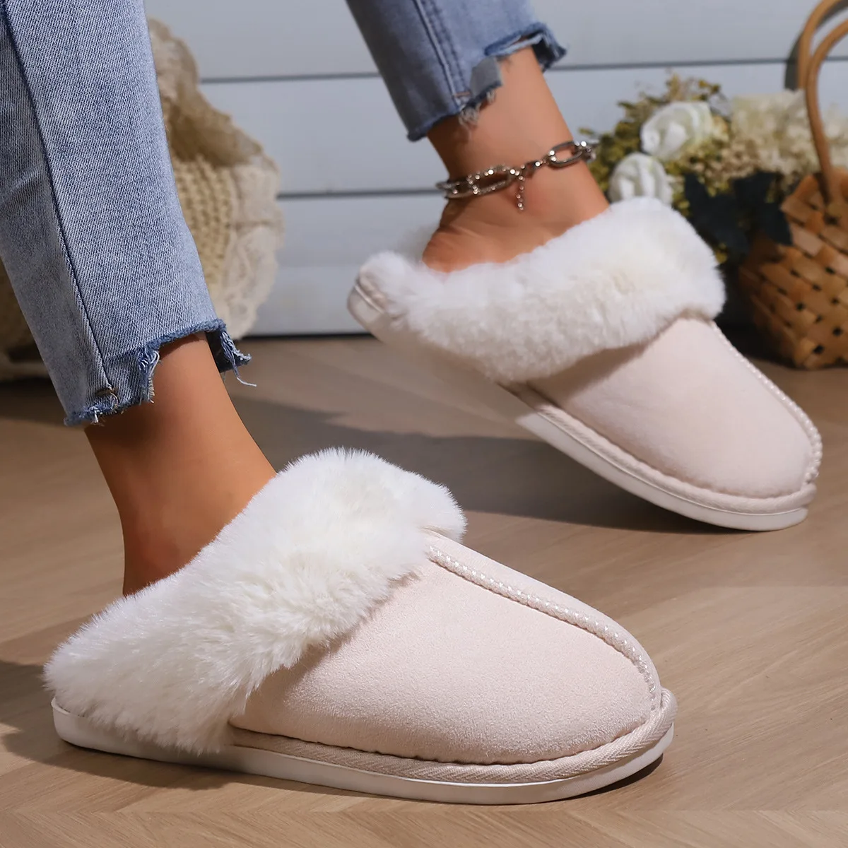 Dropship Winter Fur Slippers Woman Warm Home Slippers Ladies Plush Fluffy  Indoor Slippers Female 2022 New Fashion House Shoes Korean to Sell Online  at a Lower Price | Doba