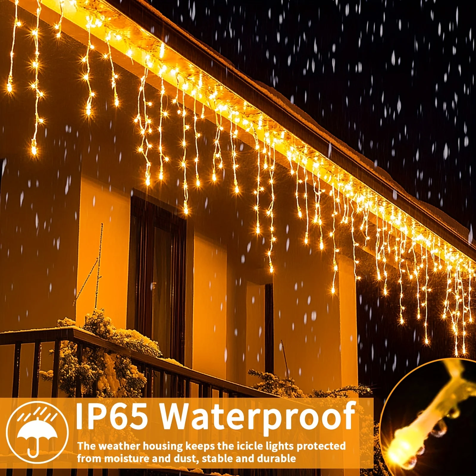 10×8m LED Outdoor Solar String Lights with Remote Control Icicle Fairy Lights Waterproof Christmas Wedding Holiday Decorations