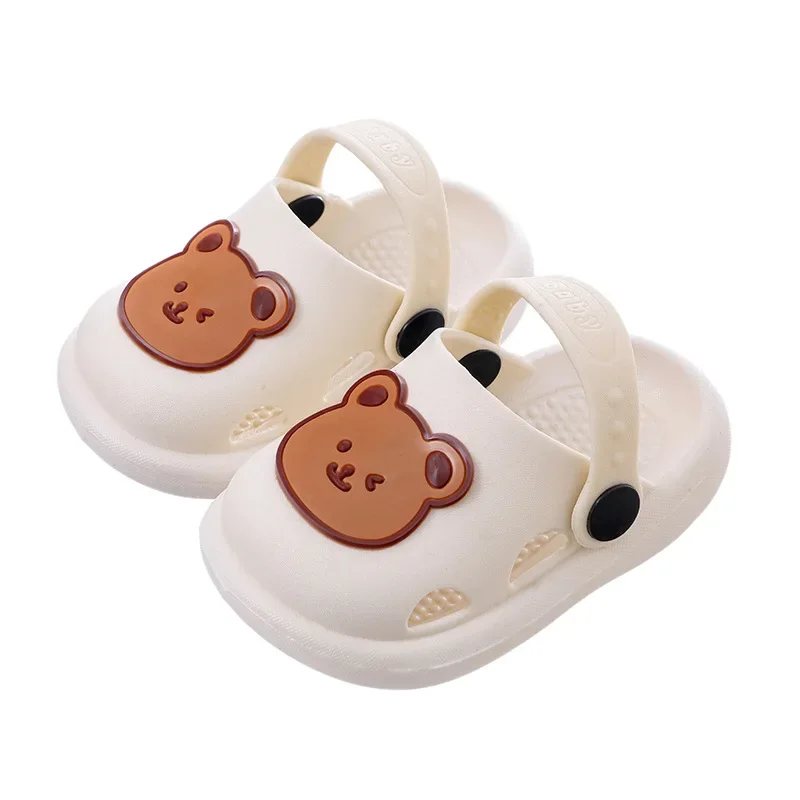 Two-Styles Baby Summer Shoes Cute Bear Baby Sandals Beach Bathroom Toddler Boys Girls Anti-slip Slippers Newborn Infant Sandals 1