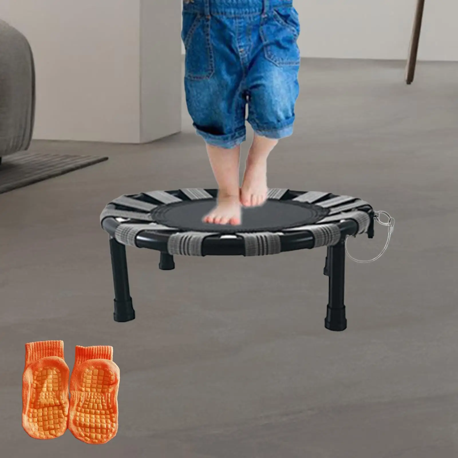 Min Trampoline Compact Toy for Children Metal Frame for Kids Adults Stool Folding for Indoor Outdoor Exercise Workout Play Yard
