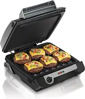 4-in-1 Indoor Grill & Electric Griddle Combo with Bacon Cooker, Opens Flat to Double Cooking Surface, Removable Nonstick Plates 1