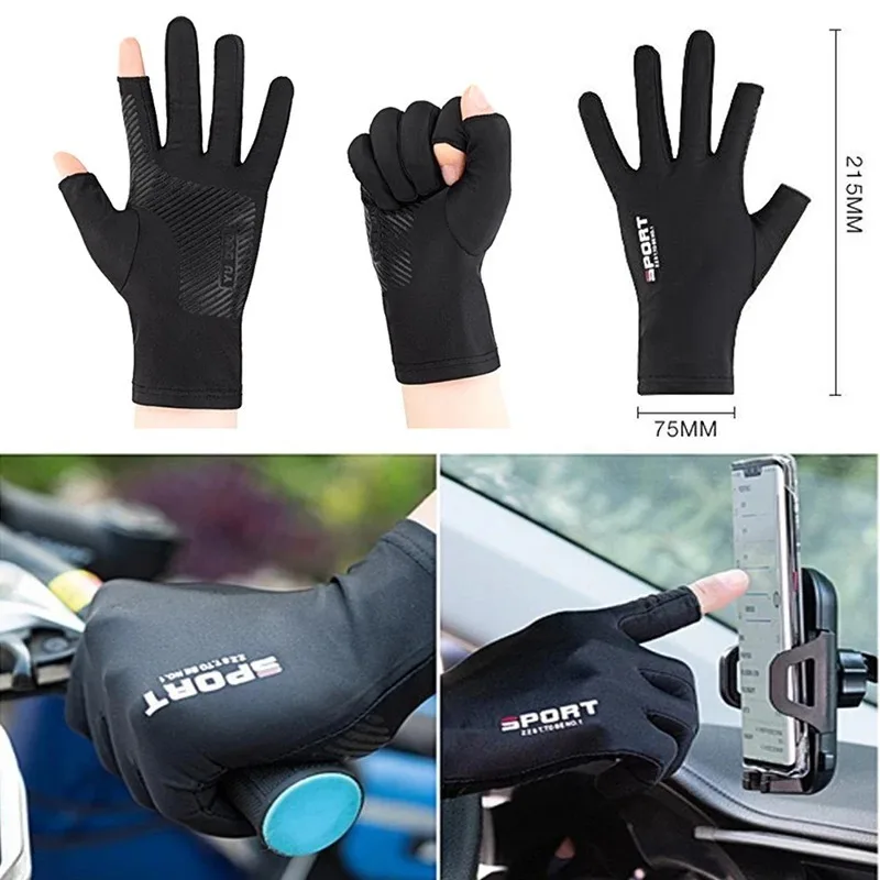 1 Pair Outdoor Sport Summer Gloves Men Ice Silk Sun Proction Driving Fishing Cycling Gloves Touch Screen Motorcycle Racing Glove 4