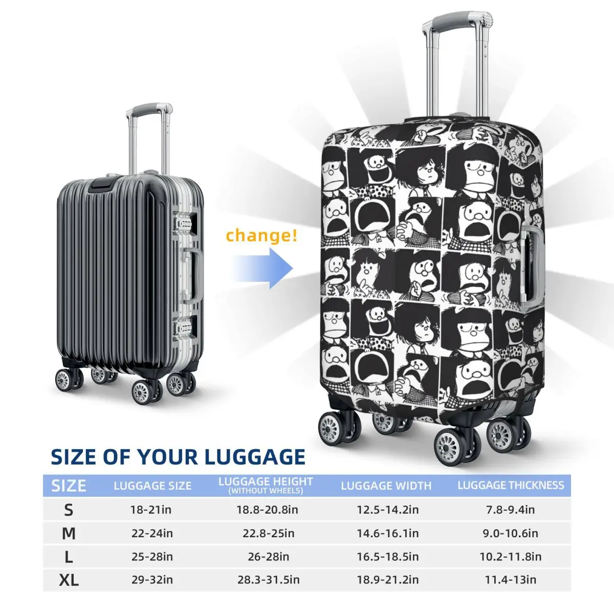Mafalda Manga Suitcase Cover Travel Protection Accessories