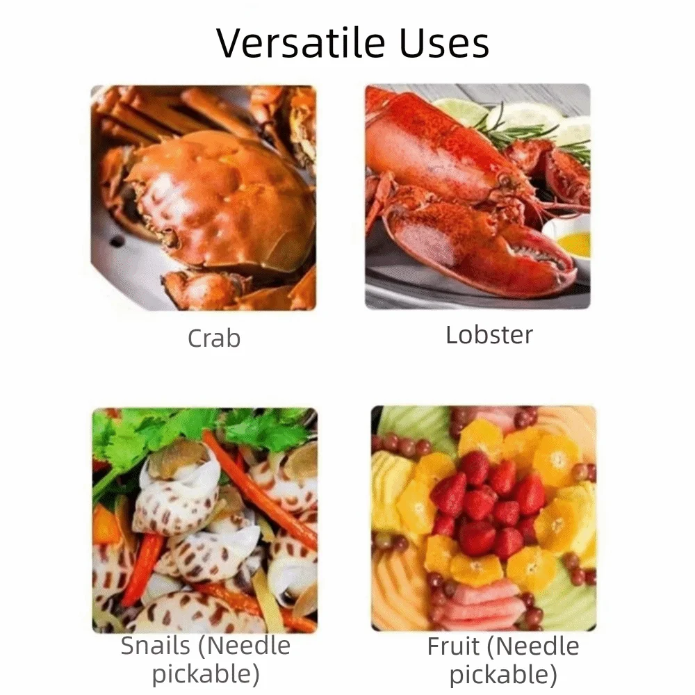 4Pcs Stainless Steel Crab Leg Forks Pick Sets Efficient Plastic Crab Cracker Professional Labor-saving Lobster Shellers