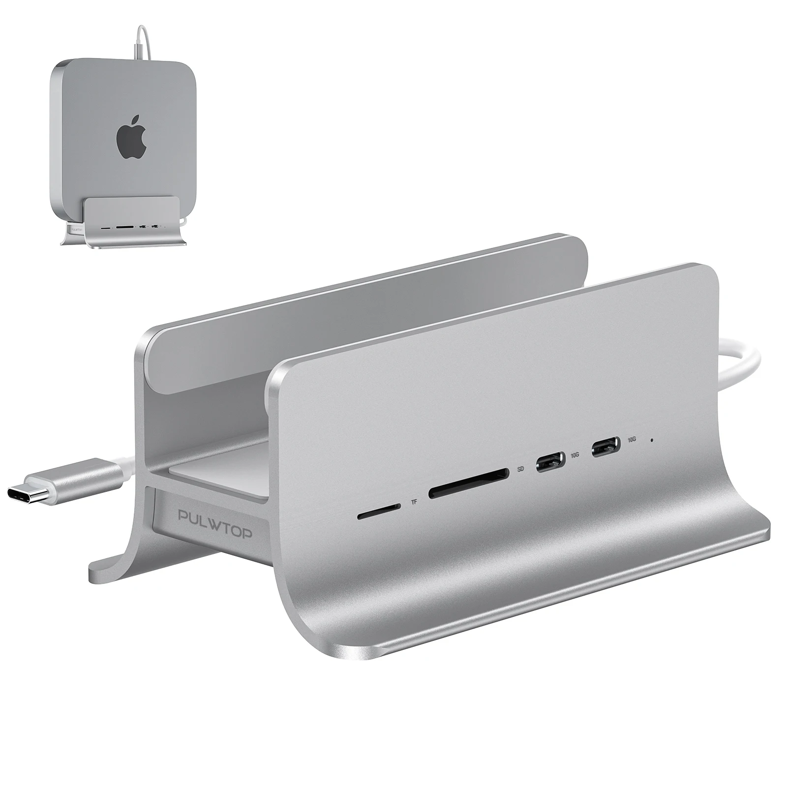 usb-c-концентратор-pulwtop-5-в-1-для-mac-mini-док-станция-поддерживает-расширение-m2-nvme-ssd-с-2-usb-c-32-10-Гбит-с-sd-tf