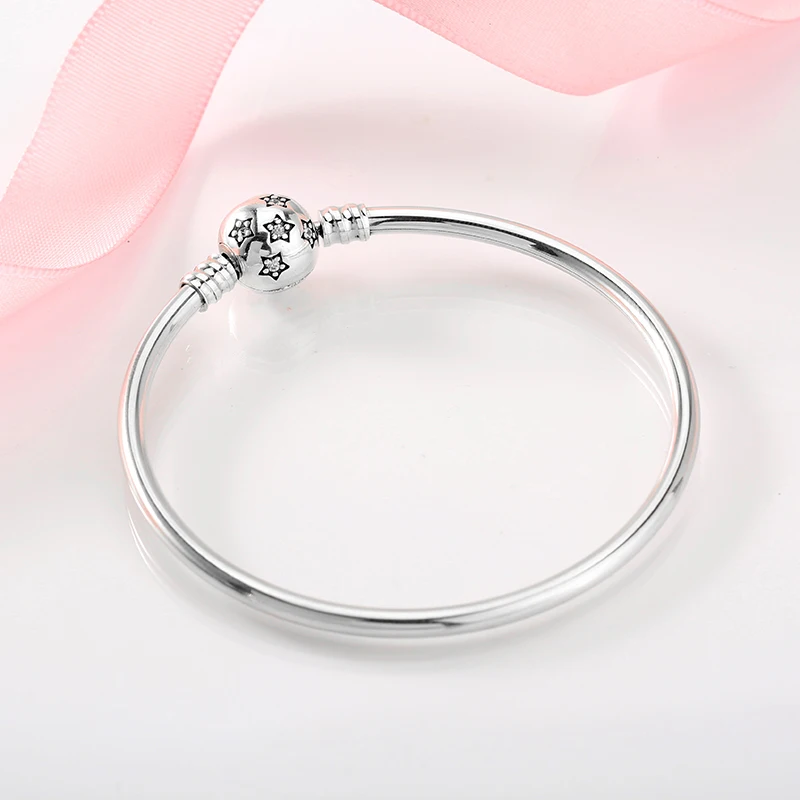 925 Sterling Silver Charm LOVE Pink Rose Bracelets Bangles Diy Fashion Jewelry Womens Accessories Trendy Jewelry Gift