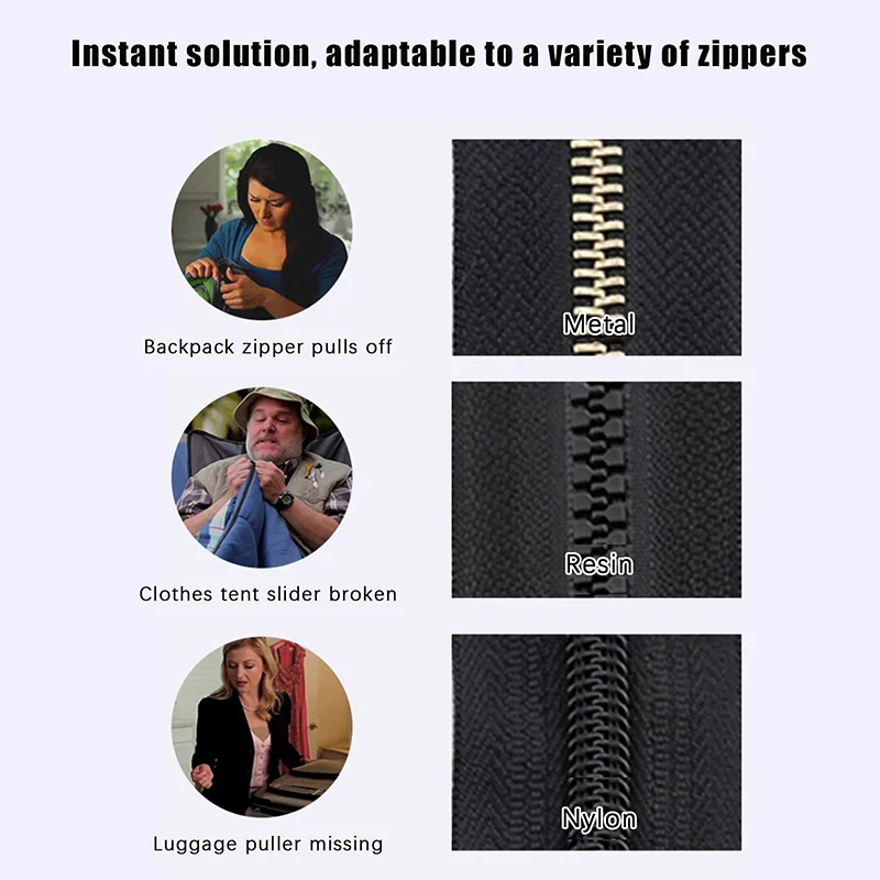 3 Different Size Zipper Repair Kit Universal Instant Fix Zip Replacement Bad Buckle DIY Sewing Tools