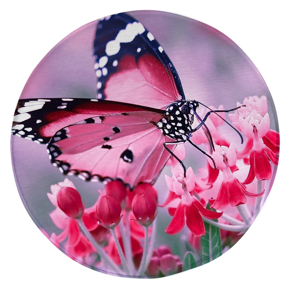 

CLOOCL New Fashion Round Carpet Pretty Butterfly Floral 3D Printed Floor Mats Carpets for Living Room Area Rug Flannel Desk Mat