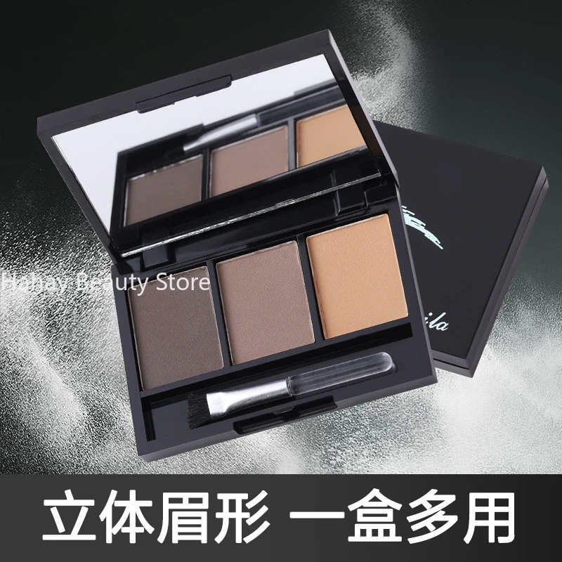 Professional Eyebrow Powder Shadow Palette 3 Colors with Soft Brush and Mirror