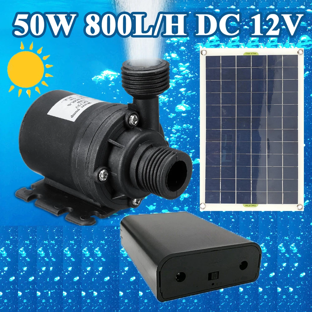 50w Solar Fountain Pump 800l/h Dc 12v Low Noise Brushless Solar Panel Powered Water Pump For
