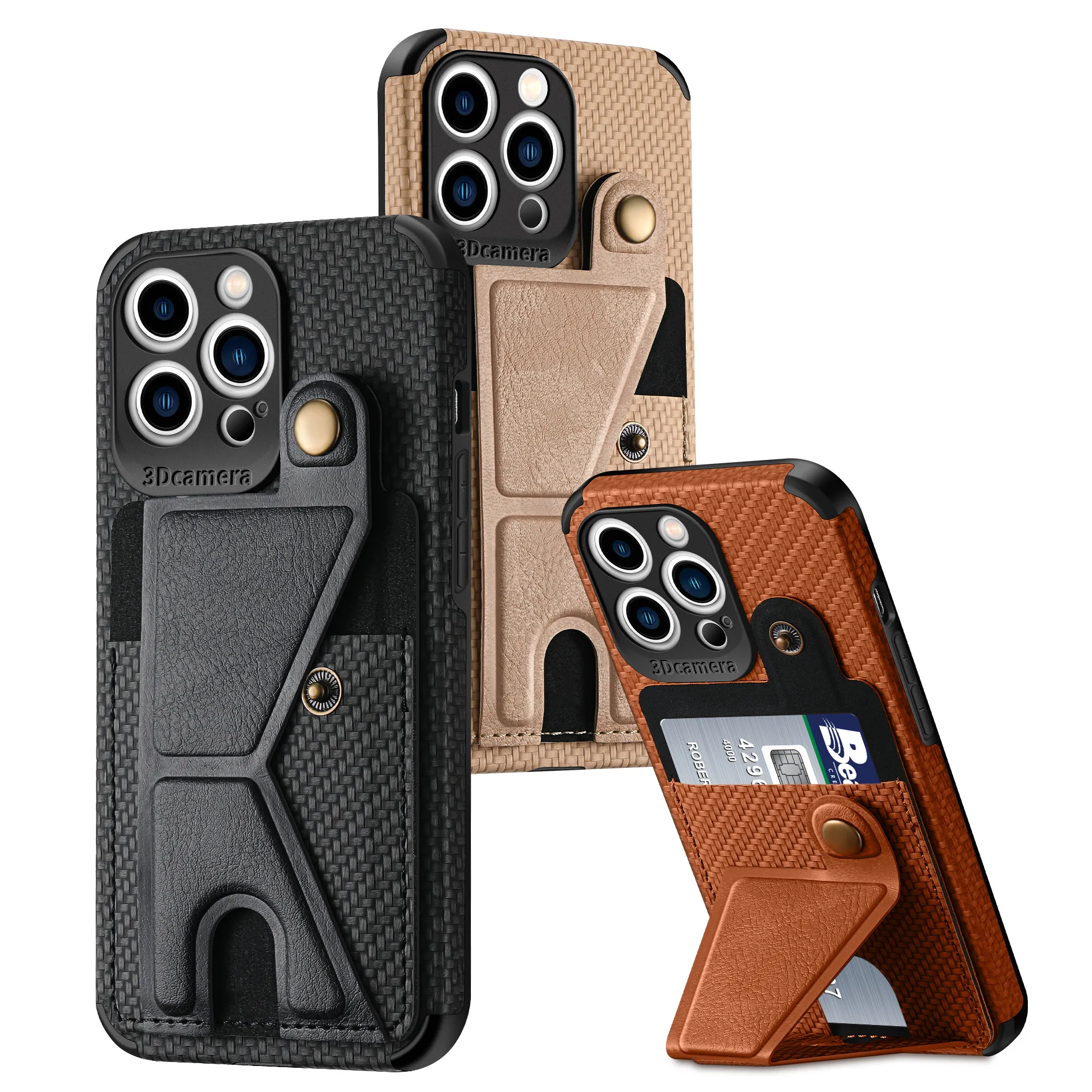 Magnetic Suction Leather Kickstand Cover with Hidden Card Slot