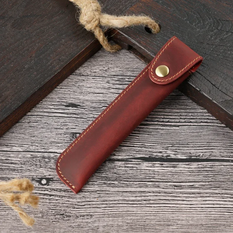 Retro Fountain Pen Case Vintage Leather Handmade Pencil Bag Pen Cover Creative Stationery Protective Cover School Supplies