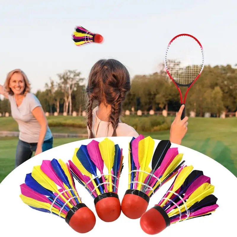Set Colorful Youth Players 10-Pack Duck Feathers & Rubber Ball Stable Flight Badminton_voghion.com