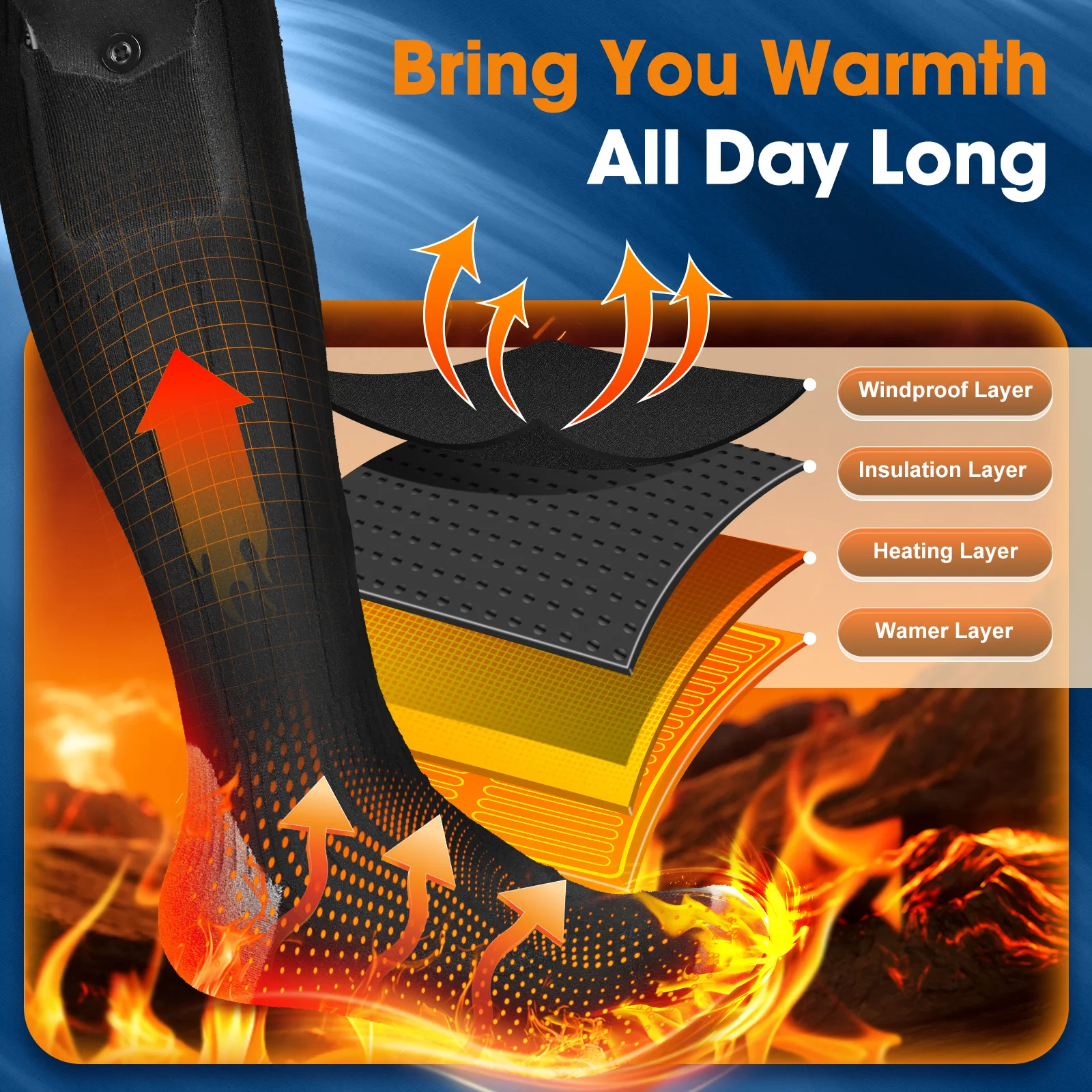 Heated Socks for Men And Women with APP Control 5000mAh Washable Winter Warm Foot Cover Suitable for Skiing And Snow Sports