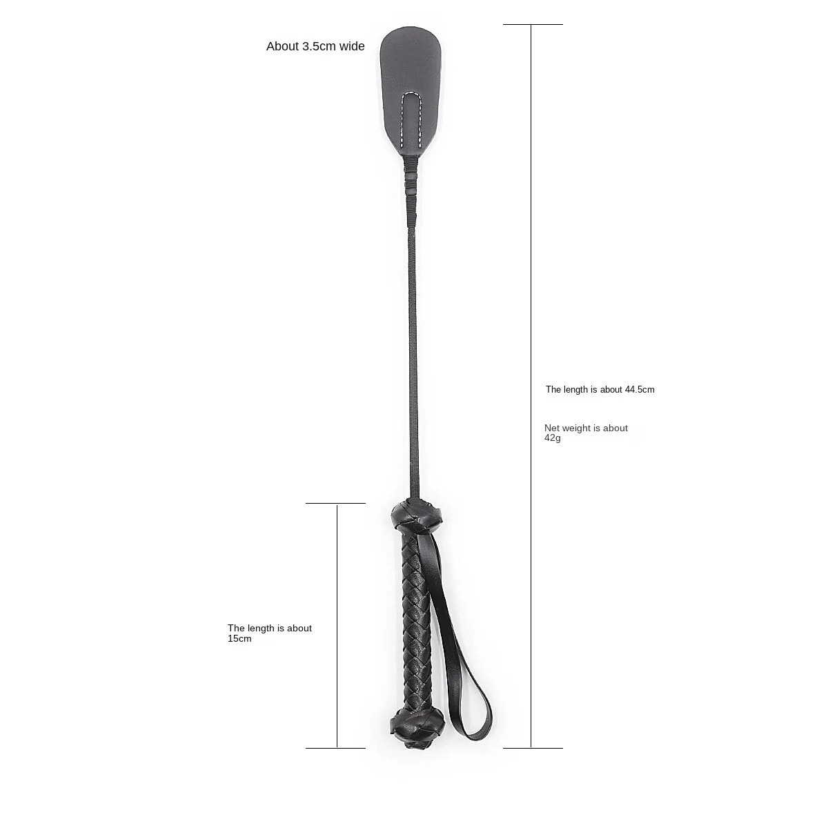 Training  Outdoor Sports Equestrian Durable Black PU Leather Portable Lightweight Horse Whip Non Slip Handle 6