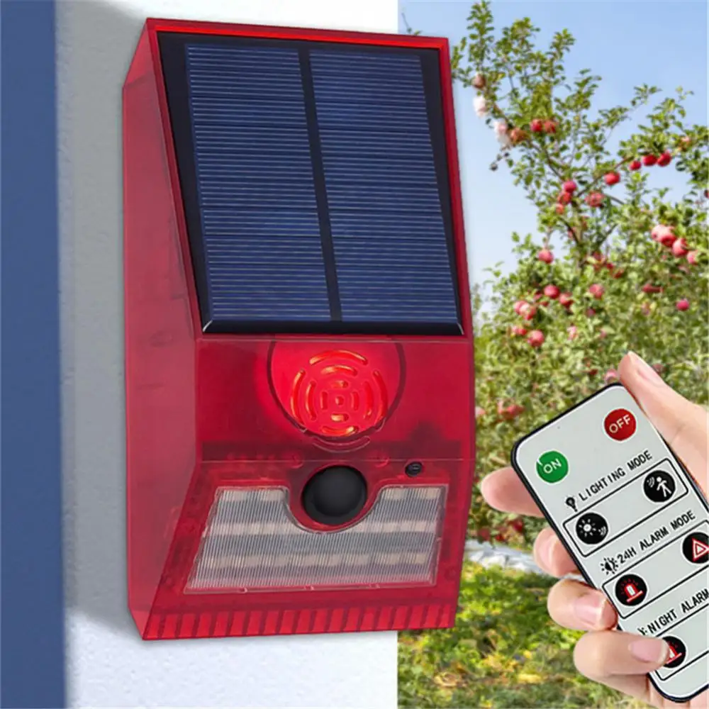 

Multi-function Solar Alarm Lamp Remote Control Security Alarm Siren PIR Motion Sensor Detector Wall Light For Home Yard Outdoor