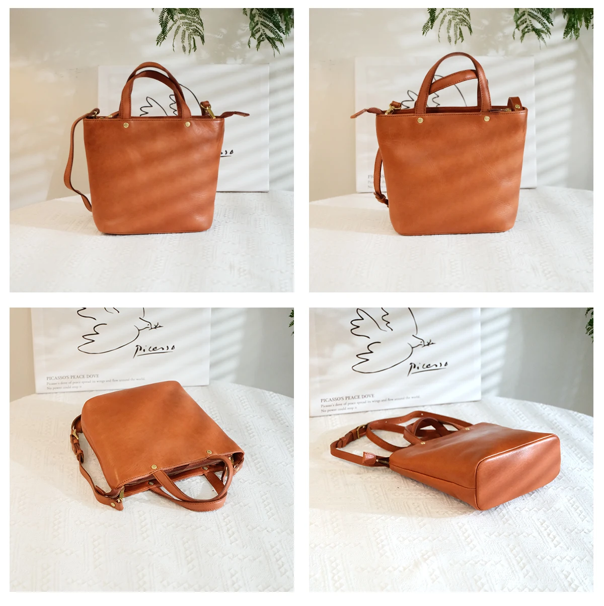 Lässige, einfache, hochwertige Damenhandtasche aus echtem Leder für Wochenendpartys, handgefertigte Umhängetasche aus echtem Rindsleder für Damen – Detail 11