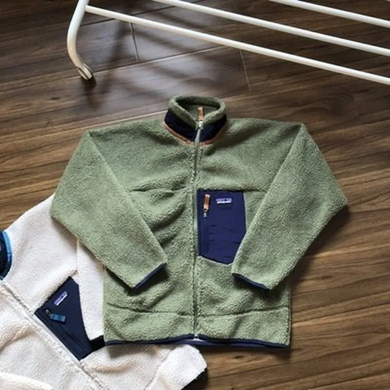 Pattern American Outdoor Fleece Jacket Thick And Plush Rider Jacket Double-Sided Fleece Lamb Wool Warm For Men And Women