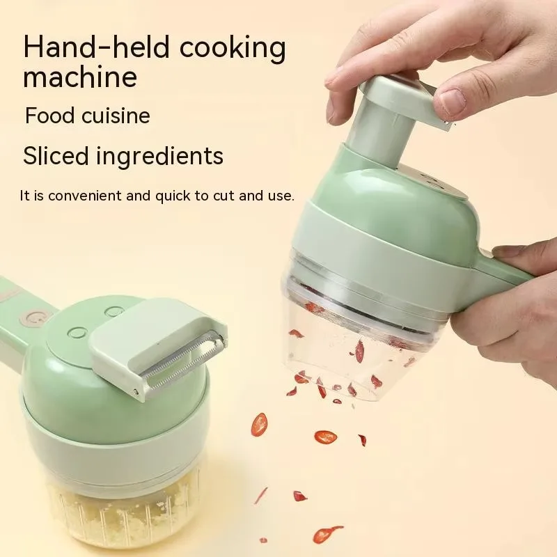 4 in 1 Handheld Electric Vegetable Cutter Wireless Chop Garlic Mash Minced Slice Onion Cutting Multifunctional Cooking Gadget