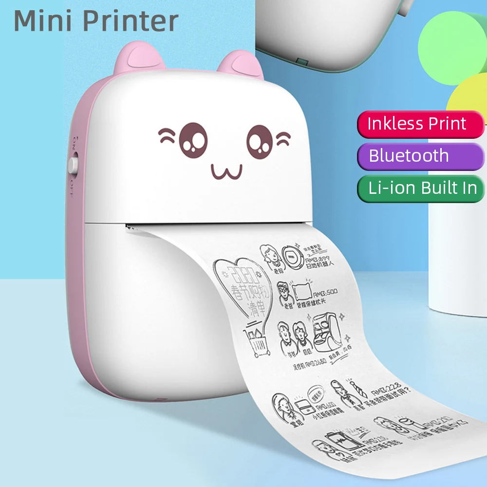 High-Definition Mini Portable Printer Thermal Paper Universal 57mm Self-Adhesive Paper Label Stickers for Photo Picture Printing