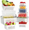 Fruit Storage Containers for Fridge with Removable Colander, Airtight Food Storage Container, Dishwasher Safe Produce Saver 1
